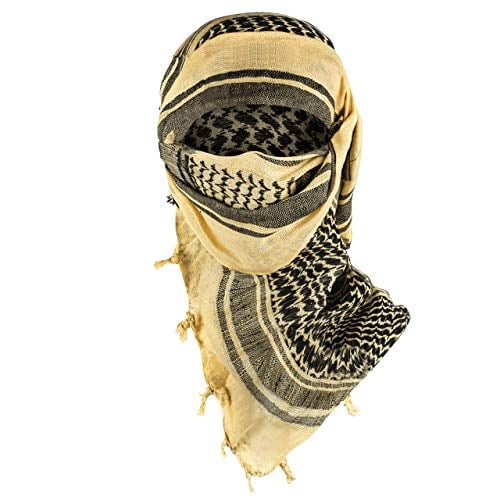 Texas Bushcraft Tactical Shemagh - Authentic Keffiyeh 100% Cotton for your Camping, Hiking and Backpacking Gear (Khaki)