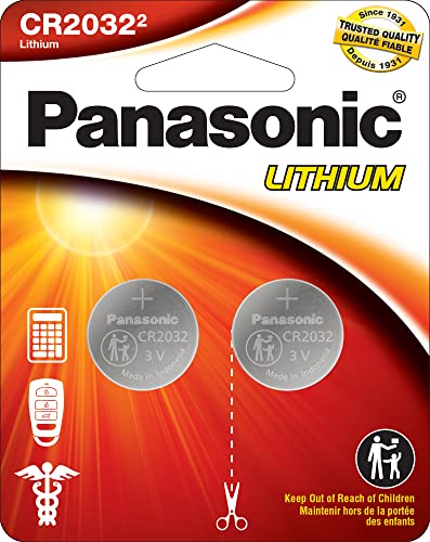 Panasonic CR2032 3.0 Volt Long Lasting Lithium Coin Cell Batteries in Child Resistant, Standards Based Packaging, 2-Battery Pack