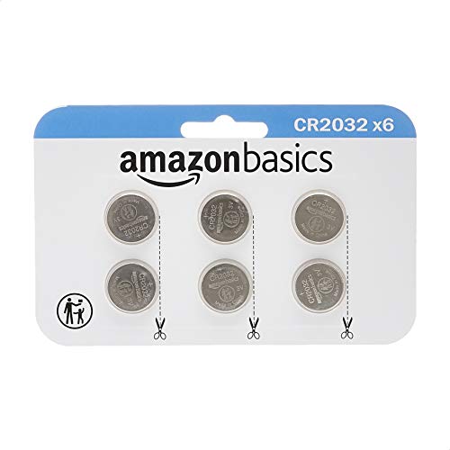 Amazon Basics CR2032 Lithium Coin Cell Battery, 3 Volt, Long Lasting Power, Mercury Free - Pack of 6