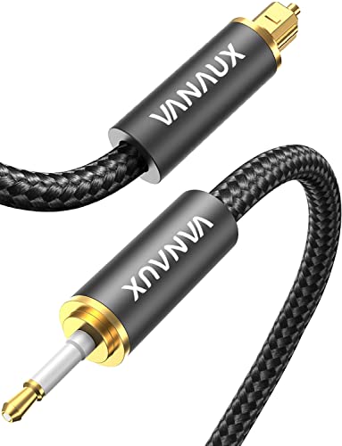 VANAUX Toslink to Mini Toslink Optical Audio Cable 24K Gold-Plated Digital S/PDIF Fiber Optic Cables for Home Theater, Sound Bar,TVs/Amplifiers/Hi-Fi Systems - Black(16.5Feet/5M)