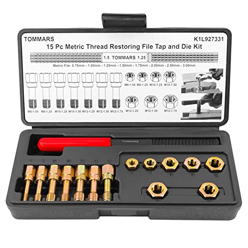 Tommars 15-Piece Metric Thread Chaser Set, Thread Restorer Tool Master Thread Rethreading Kit