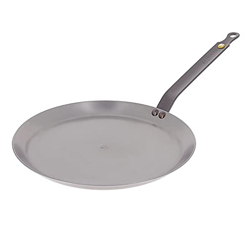 De Buyer MINERAL B Carbon Steel Crepe & Tortilla Pan - 12 - Ideal for Making & Reheating Crepes, Tortillas & Pancakes - Naturally Nonstick - Made in France