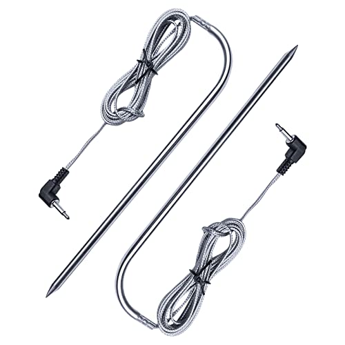 Replacement Meat Probe for Pit Boss Pellet Grills and Smokers, Temperature Probe Pit Boss Accessories, Waterproof Thermometer Probe 3.5 mm Plug, High-Temperature Resistant Steel Mesh Line, 2 Pack