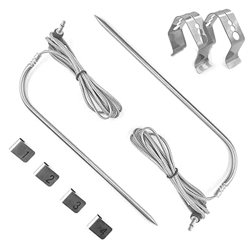 Meatender Replacement Meat Probes for Pit Boss Pellet Grills and Smokers, 2 Packs, Bundled with 2 Probe Clips and 4 Metal Numbered Tags.