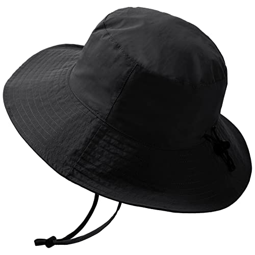 Waterproof Bucket Rain Hat for Men Women Wide Brim Sun Protection Packable Boonie Hat Outdoor Beach Safari Fishing Hat Black