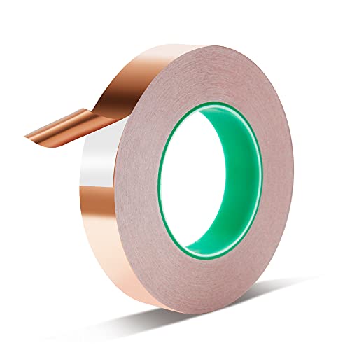 Binyuellr Copper Tape Conductive AdhesiveCopper Foil Tape 1 inches x 54.6 Yards (164 Feet) for EMI & Guitar Shielding, Arts & Crafts, Stained Glass, Electric Repairs, Soldering, Grounding