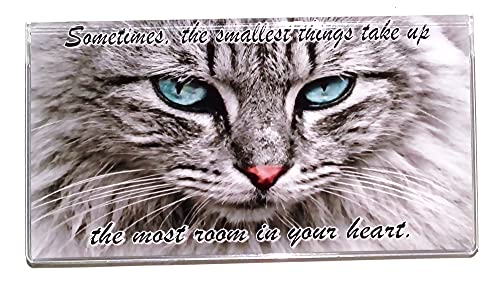 WINGS Craft & Fundraising Supply Checkbook Cover with 50 Page Bank Transaction Register and Photo Credit Card Holder (Gray Cat)