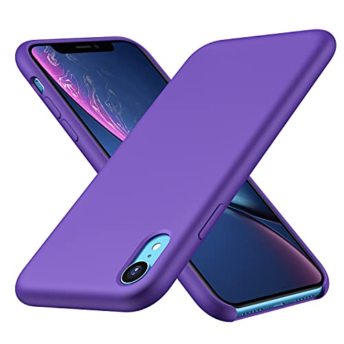 CellEver Silicone Case for iPhone XR [Ultra Slim] Shockproof Protective Phone Cover with [Soft Microfiber Lining] 6.1 inch - Purple