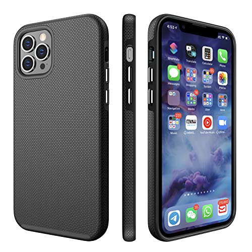 CellEver Case for iPhone 12 /iPhone 12 Pro, 6.1-Inch, Dual Guard Series Protective Shock-Absorbing Scratch-Resistant Rugged Drop Protection Cover (Black)