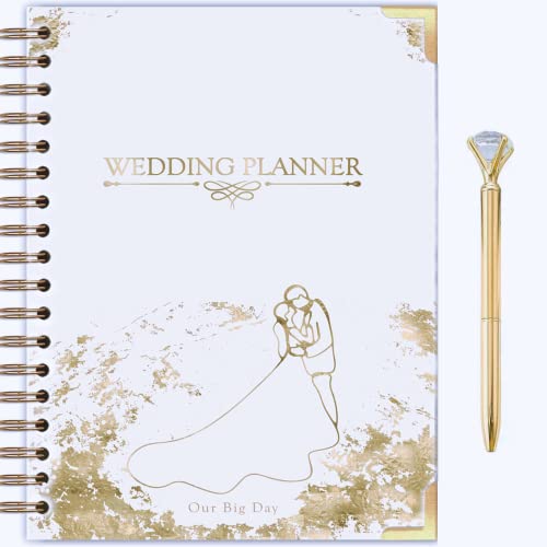 Beautiful Wedding Planner, Wedding Planning, Wedding Binder with Pen, Wedding Planner Book and Organizer, Wedding Planner Binder with a Box, Golden Bridal Planner,The Best Wedding Planner Book