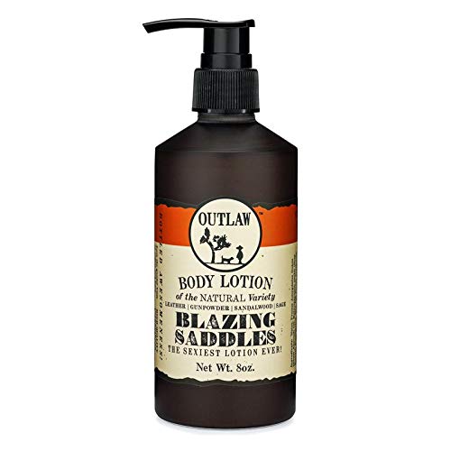 Blazing Saddles Natural Lotion - The Sexiest Lotion in The West - Western Inspired, Smells Like Leather, Gunpowder, Sandalwood, and Sagebrush - Men's and Women's Lotion - 8 fl. oz. - Outlaw