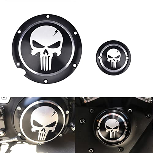 Motorcycle Upgrader Skull Engine Derby + Timer Cover Replacement for Harley Sportster Iron XL 883 1200 48 72 black