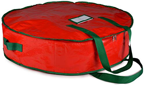 Christmas Wreath Storage Bag - 30" X 7" - Durable Tarp Material, Zippered, Reinforced Handle and Easy to Slip The Wreath in and Out. Protect Your Holiday Wreath from Dust, Insects, and Moisture.