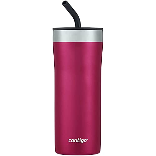 Contigo Streeterville Stainless Steel Vacuum-Insulated Tumbler with Flex Straw and Splash-Proof Slider Lid, 24 oz, Dragon Fruit