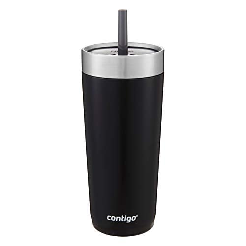 Contigo Luxe Stainless Steel Tumbler with Spill-Proof Lid and Straw | Insulated Travel Tumbler with No-Spill Straw, 18 oz, Licorice