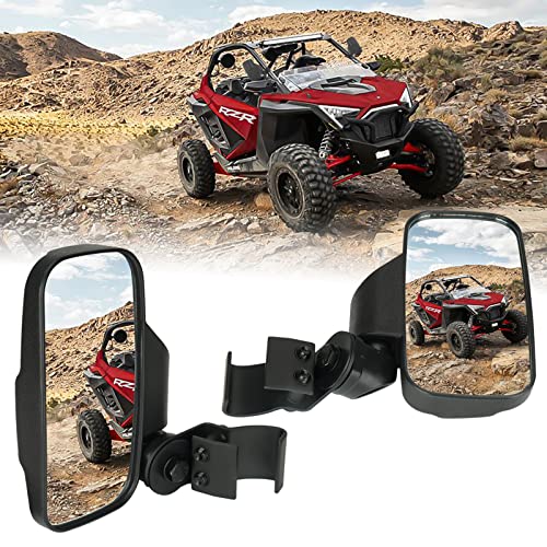 Youxmoto UTV Side Mirrors Compatible With Polaris Ranger XP 900 1000 570 500 General, Can Am Defender Maverick Adjustable Break-Away Side View Mirrors (Shaped Bar)