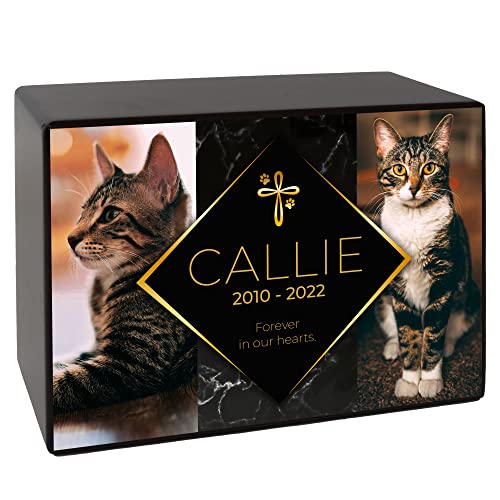 Royal Matter Custom Pet Keepsake Urns for Cats, Wooden Box for Pet Ashes with Photo for Your Beloved Pets, Pet Cremation Urns as Sympathy Gifts for Pet Lovers - Small, 6" x 4" x 2.75" - (Callie)