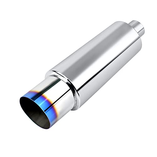 EVIL ENERGY Exhaust Muffler, Stainless Steel Exhaust Tip, Universal 18.5" Length (Burnt, 2.5'' Inlet 4'' Outlet)