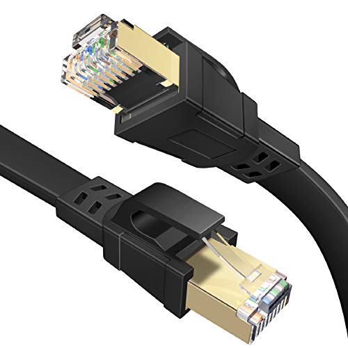 Cat 8 Ethernet Cable 10ft, Gigabit Ethernet Cable for PS4 PS5, Indoor Outdoor UV Resistant RJ45 Connectors Cable, 40Gbps 2000Mhz Heavy Duty Ethernet Cord for Router, Modem, Laptop, Xbox (1 Pack)
