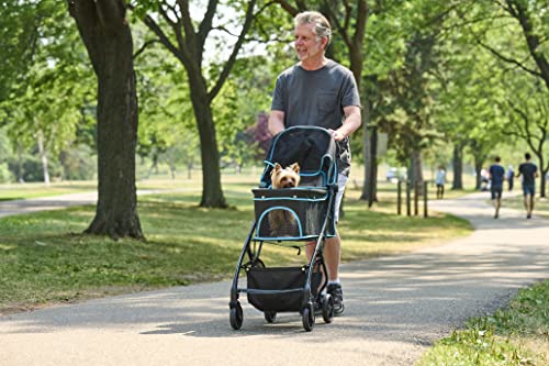 Carlson Pet Stroller, Includes 360 Degree Front Wheel Swivel, Rear Wheel Breaks, Reflective Trim, Mesh Panels, Umbrella and Mesh Canopy, Folds Easily to a Fraction of its Size