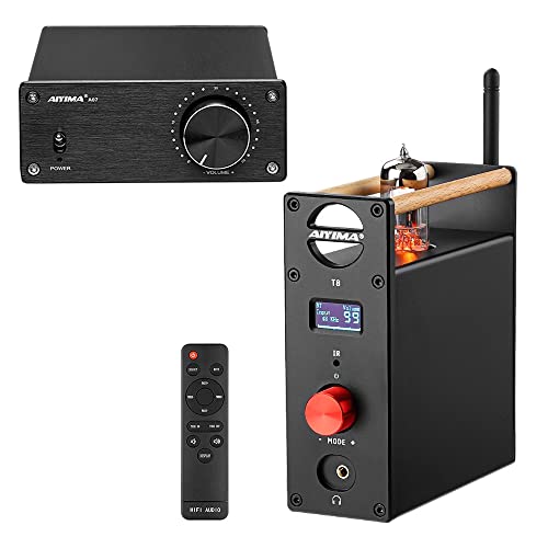 AIYIMA T8 Digital Tube Preamp and AIYIMA A07 Tpa3255 Power Amplifier Receiver 2 Channel 300W+300W Class D Amp Bundle