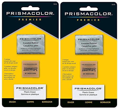 Sanford 2-PACK - Prismacolor Premier Eraser Set - Kneaded, ArtGum and Plastic Erasers, Set of 3