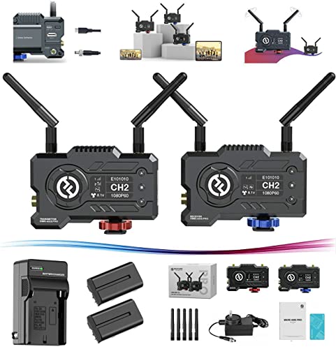 Hollyland Mars 400S PRO 400ft 1080p Wireless HDMI & SDI Video Transmitter and Receiver 5G 0.08s Latency APP Support Android & iOS Wireless Video Transmission [2 Battery Pack & AC Charger Bundle]