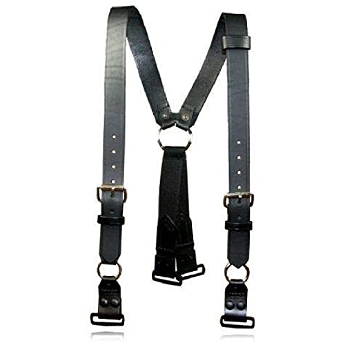 Boston Leather Firefighter's Suspenders, Loop And Abs Rectangular Ring, Black - 9177ABS-1