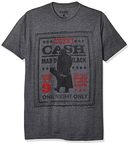 Johnny Cash unisex adult One Night Only T-shirt T Shirt, Charcoal Heather, Large US