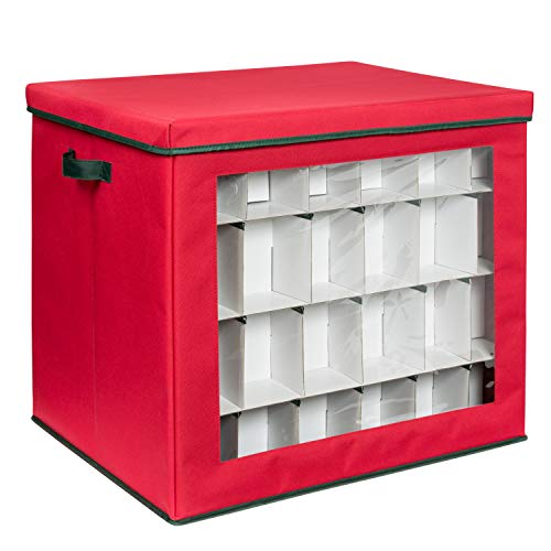 Honey-Can-Do 120-Cube Ornament Storage Container, Red SFT-08362 Red