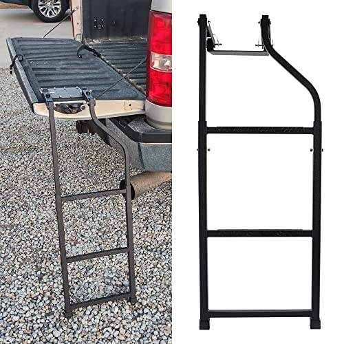 Truck Tailgate Ladder, Ladder Foldable for Truck Bed, Universal Extension Step Ladder with Upgrade Aluminum Step Grip Plates