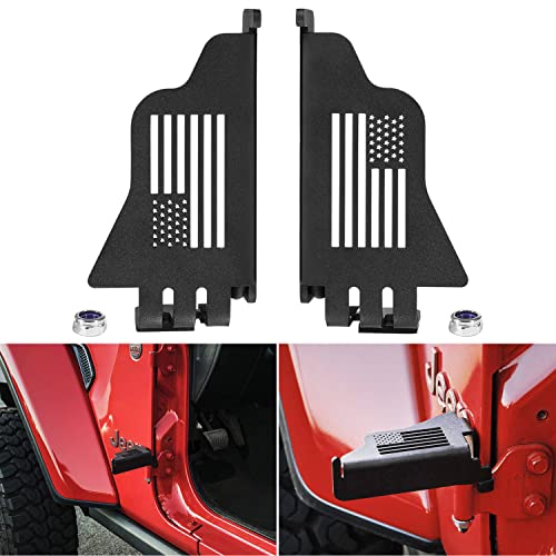 Wrangler Foot Pegs for Door Hinge Front Door Metal Rest Pedals Fit for 2007-2022 Jeep Wrangler JK JKU JL JLU & Jeep Gladiator JT Exterior Hinge Mounted Door Pedal Set of 2U.S. Flag Style