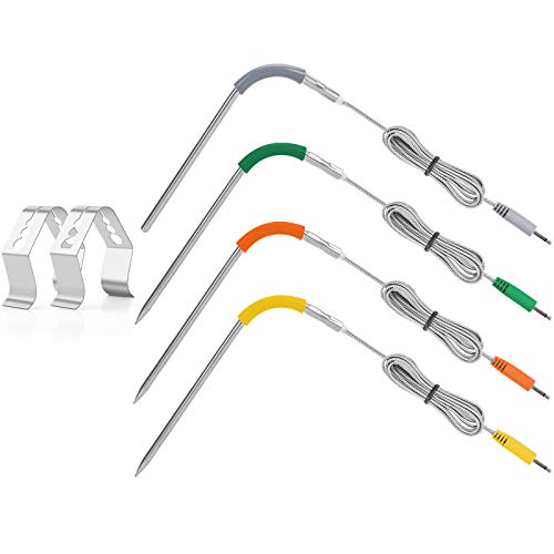4-Pack Upgraded Replacement Probe Kit for Weber Igrill, Ultra Accurate & Fast up to 716F /380CMeat Grill Probe Ambient Probe Compatible with Igrill Mini,Igrill 2,Igrill 3 with Probe Clip Holder