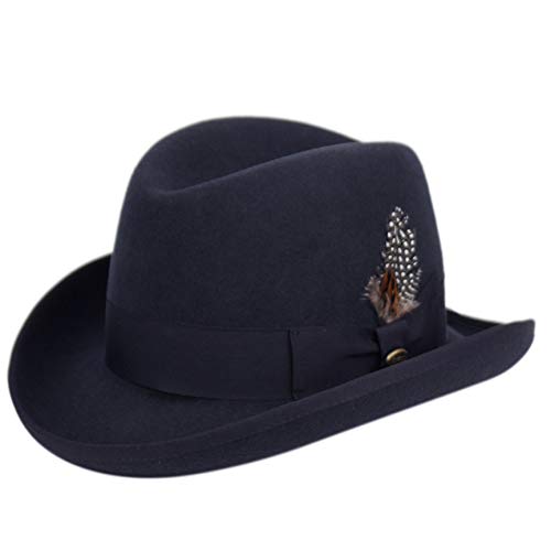 Epoch hats Classico Men's Wool Felt Homburg Hat (M, Navy)