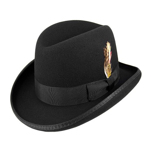 Jaxon Hats Wool Homburg Hat (Large, Black)