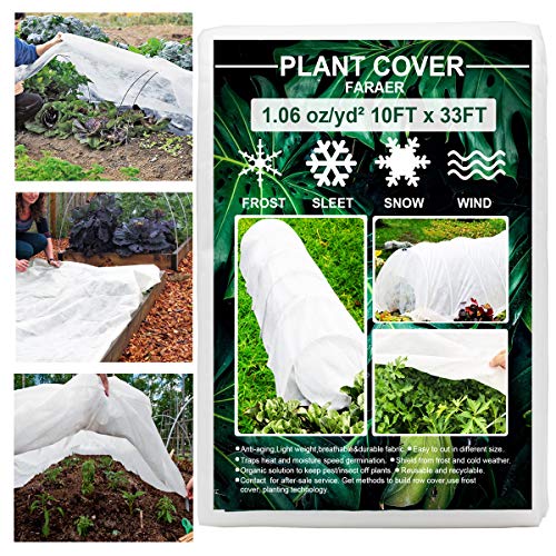 Plant Covers Freeze Protection, 10ft33ft Reusable Rectangle Frost Protection Floating Row Cover Plant Blanket Garden Winterize Cover for Cold Weather Snow
