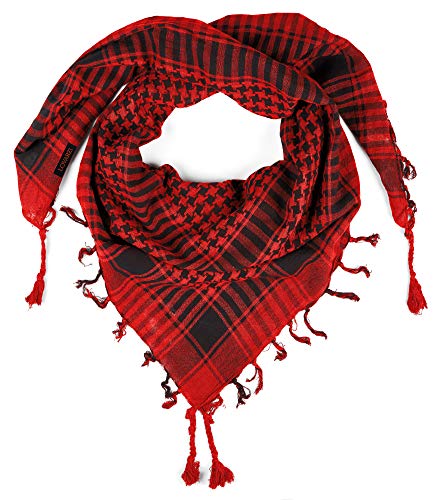LOVARZI Shemagh Desert Scarf for Men Women Red Cotton - Palestinian Arabic Keffiyeh - Christmas Red Gift Scarfs - Face Head Neck Scarf Wrap for Sand Dust Snow