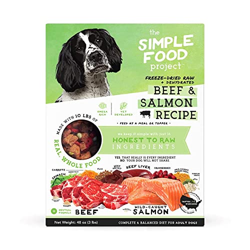 Simple Food Project - Beef & Salmon Recipe - Freeze Dried Raw Food for Dogs - 48oz