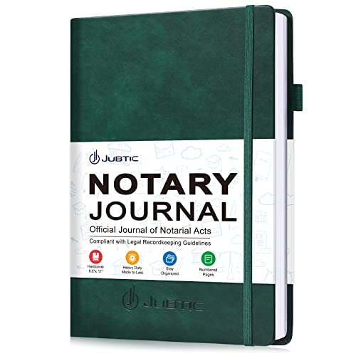 JUBTIC Notary Journal Log Book - Hardcover Notary Public Journal of Notarial Acts - Notary Supplies with Privacy Guard - 474 Record Entries, 160 Numbered Pages, 8x10.5(Dark Green)