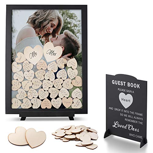 GLM Premium Wedding Guest Book Alternative with Welcome Sign and 85 Hearts - A Perfect Piece to Rustic Wedding Decorations for Ceremony Outside, an Alternative for Your Guest Book Wedding Reception!