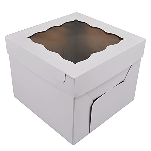 KBG Cake Boxes 10pcs 10x10x10 Inches With Window Tall Cake Box for Tier Cakes for Wedding Birthday Transport,Durable White Bakery Box Disposable Cake Containers Cake Boxes 10 inch