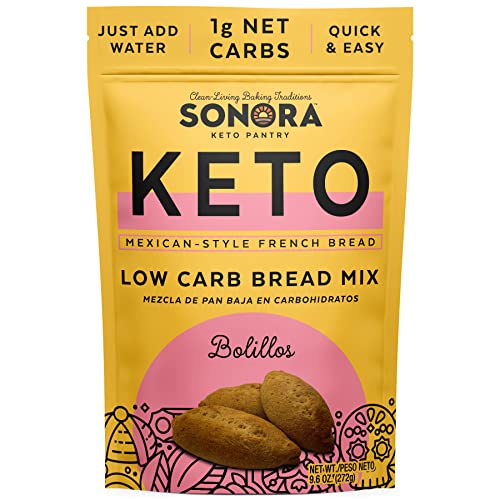 Sonora Bolillos Keto Bread Mix | Mexican Keto Buns, Rolls and French Bread Baking Mix | Low Carb Flour, Low Sugar, Bread Machine Mix (9.6oz -Makes 8 Rolls)