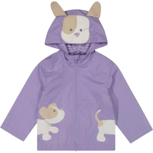 LONDON FOG Girls' Midweight Jersey Lined Jacket Coat, Lilac Puppy Dog, 2T