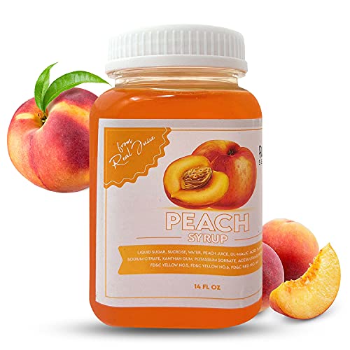 Fusion Select Peach Syrup Flavor Enhancer Made from Real Juice for Bubble Tea, Yogurt, Snow Cones, Slushies Drinks, Shaved Ice, Soda, Cocktails 14 Oz