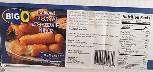Big C Battered Thick Cut Mozzarella Sticks 7 lbs - Frosted-