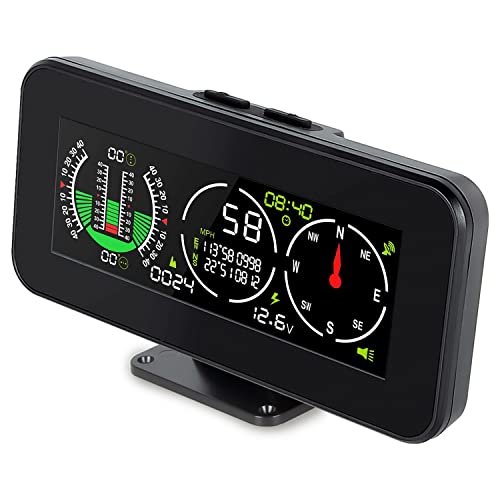 M60 Car Inclinometer Digital GPS HUD Pitch Angle Slope Compass with Speedometer Compatible with SUV Vehicles,Trucks,Cars