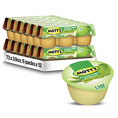 Mott's No Sugar Added Granny Smith Applesauce, 3.9 oz cups (Pack of 72)