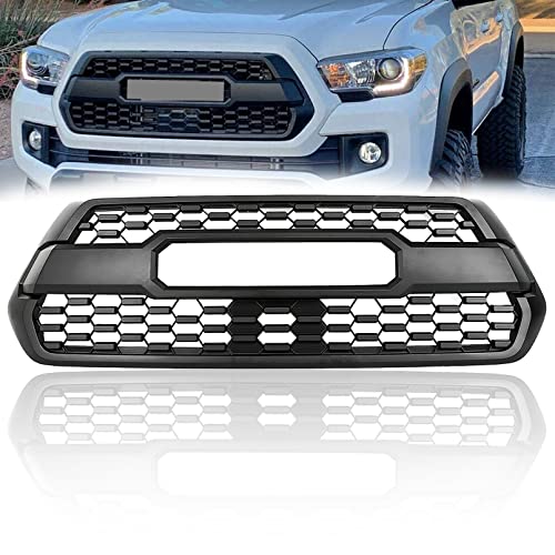 HAPSO Front Bumper Grille Hood Grill Fit For 2016-2022 Toyota Tacoma Front Hollow Grille With Accessories Matte Black