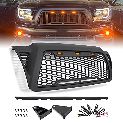 VZ4X4 Mesh Grille Front ABS Grill, Compatible with Toyota Tacoma 2005-2011 (Matte Black)