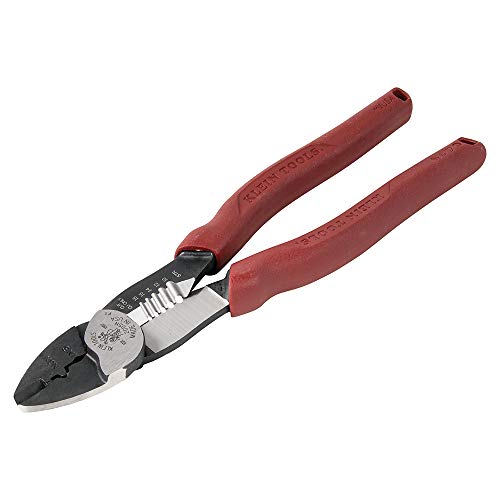 Klein Tools 2005N Wire Cutter, Stripper, Crimper Tool, Strips 10-18 AWG Stranded, Crimps 10-22 AWG Terminals, with Shear Cutter, Red
